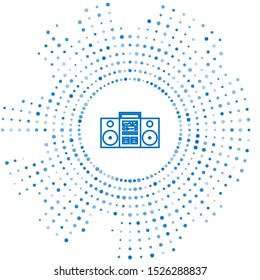 Blue line Home stereo with two speakers icon isolated on white background. Music system. Abstract circle random dots. Vector Illustration