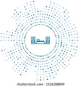 Blue line Home stereo with two speaker s icon isolated on white background. Music system. Abstract circle random dots. Vector Illustration
