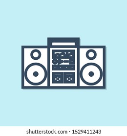 Blue line Home stereo with two speakers icon isolated on blue background. Music system.  Vector Illustration