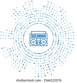 Blue line Home stereo with two speakers icon isolated on white background. Music system. Abstract circle random dots. Vector Illustration
