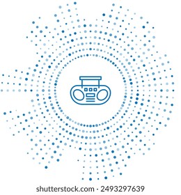 Blaue Linie Home Stereo mit zwei Lautsprechern Symbol isoliert auf weißem Hintergrund. Musiksystem. Abstrakte Kreispunkte. Vektorgrafik