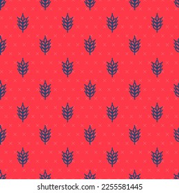 Blue line Hop icon isolated seamless pattern on red background.  Vector Illustration