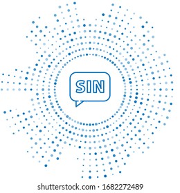 Blue line Human brain icon isolated on white background. Abstract circle random dots. Vector Illustration