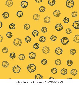 Blue line Human resources icon isolated seamless pattern on yellow background. Concept of human resources management, professional staff research, head hunter job.  Vector Illustration