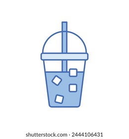 Blue Line Iced Coffee Vektorgrafik Symbol