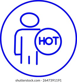 blue line icon of a clearance inside a circle. 