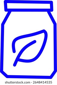 blue line icon of a eco bottle inside a circle. environmentally friendly packaging theme blue line icon in a circle
