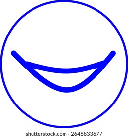 blue line icon of hammock inside a circle. Blue line icon with outdoor and lifestyle theme inside a circle