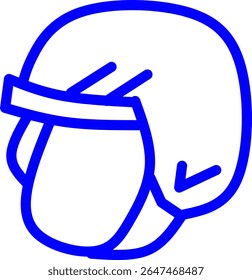 blue line icon of a helmet inside a circle, ice hockey themed blue line icon in a circle