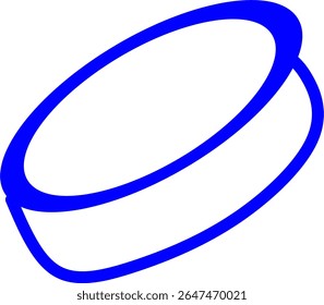 blue line icon of a hockey puck inside a circle, ice hockey themed blue line icon in a circle