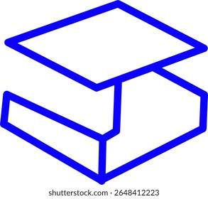 blue line icon of a paper box inside a circle. environmentally friendly packaging theme blue line icon in a circle