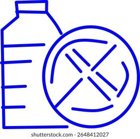 blue line icon of a plastic-free inside a circle. environmentally friendly packaging theme blue line icon in a circle