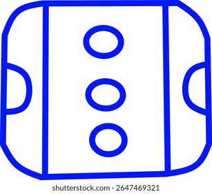 blue line icon of a Rink inside a circle, ice hockey themed blue line icon in a circle