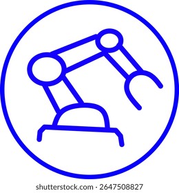 blue line icon of an robotics inside a circle. artificial intelligence icon AI chip, robot, neural network theme blue line icon in a circle