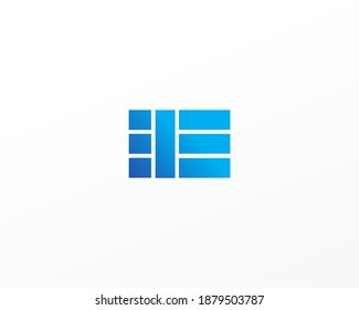 Blue and line icon for universal logo design template
