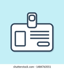 Blue line Identification badge icon isolated on blue background. It can be used for presentation, identity of the company, advertising.  Vector Illustration