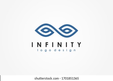 Blue Line Infinity Logo isolated on White Background. Flat Vector Logo Design Template Element.