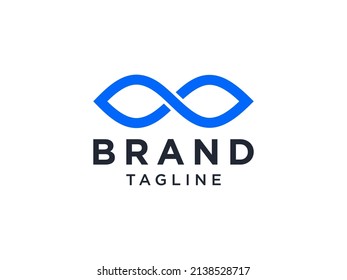 Logo Infinity de la Línea Azul aislado en fondo blanco. Elemento de plantilla de diseño de logotipo de vectores planos. 