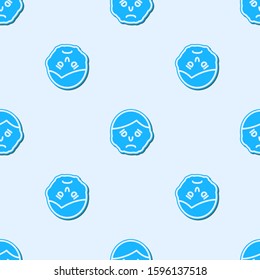 Blue line Inflammation on face icon isolated seamless pattern on grey background.  Vector Illustration