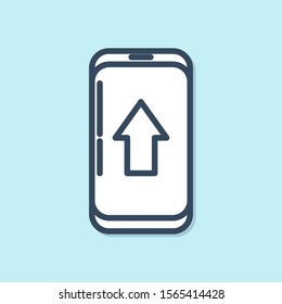 Blue line Infographic of city map navigation icon isolated on blue background. Mobile App Interface concept design. Geolacation concept.  Vector Illustration