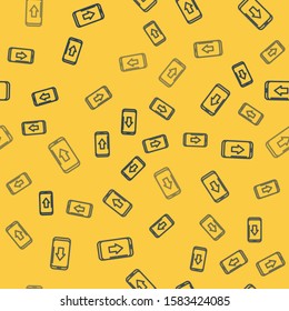 Blue line Infographic of city map navigation icon isolated seamless pattern on yellow background. Mobile App Interface concept design. Geolacation concept.  Vector Illustration