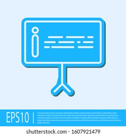 Blue line Information icon isolated on grey background.  Vector Illustration