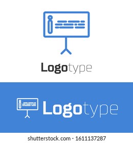 Blue line Information icon isolated on white background. Logo design template element. Vector Illustration