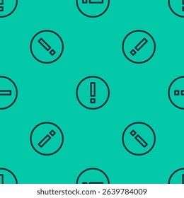 Blue line Information icon isolated seamless pattern on green background.  Vector Illustration