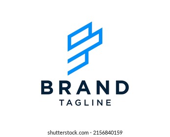 Blue Line Initial Letter F Business Logo Flat Vector Design
