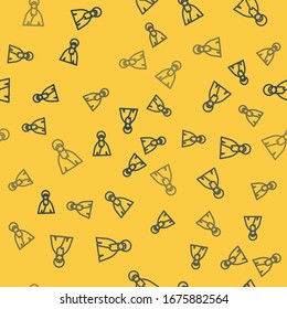 Blue line Jesus Christ icon isolated seamless pattern on yellow background.  Vector Illustration