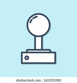 Blue line Joystick for arcade machine icon isolated on blue background. Joystick gamepad.  Vector Illustration