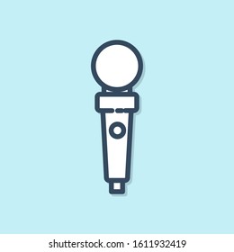 Blue line Joystick for arcade machine icon isolated on blue background. Joystick gamepad.  Vector Illustration