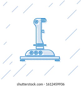 Blue line Joystick for arcade machine icon isolated on white background. Joystick gamepad.  Vector Illustration