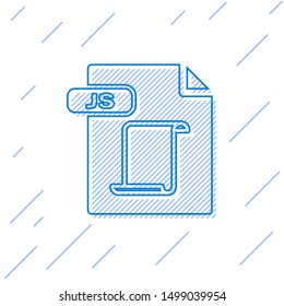 Blue line JS file document. Download js button icon isolated on white background. JS file symbol.  Vector Illustration