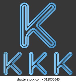 Blue line k logo design set