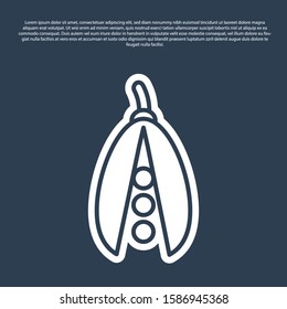 Blue line Kidney beans icon isolated on blue background.  Vector Illustration