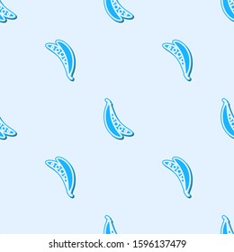 Blue line Kidney beans icon isolated seamless pattern on grey background.  Vector Illustration