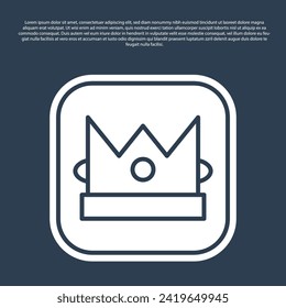 Blue line King playing card icon isolated on blue background. Casino gambling.  Vector