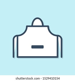 Blue line Kitchen apron icon isolated on blue background. Chef uniform for cooking.  Vector Illustration