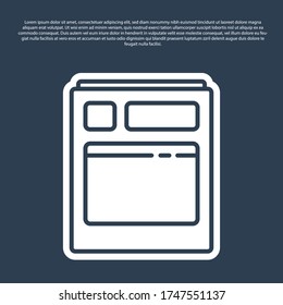 Línea azul Icono de lavavajillas de cocina aislado en fondo azul. Ilustración vectorial