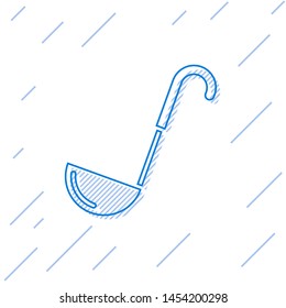 Blue line Kitchen ladle icon isolated on white background. Cooking utensil. Cutlery spoon sign.  Vector Illustration