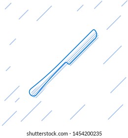 Blue line Knife icon isolated on white background. Cutlery symbol.  Vector Illustration
