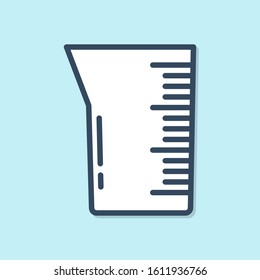 Blue line Laboratory glassware or beaker icon isolated on blue background.  Vector Illustration