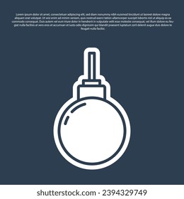 Blue line Lamp hanging icon isolated on blue background. Ceiling lamp light bulb.  Vector