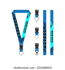 Blue Line Lanyard Template set For All Company