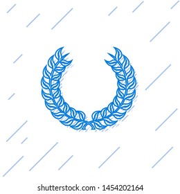 Blue line Laurel wreath icon isolated on white background. Triumph symbol.  Vector Illustration