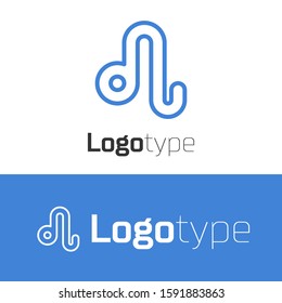 Blue line Leo zodiac sign icon isolated on white background. Astrological horoscope collection. Logo design template element. Vector Illustration