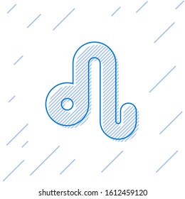 Blue line Leo zodiac sign icon isolated on white background. Astrological horoscope collection.  Vector Illustration