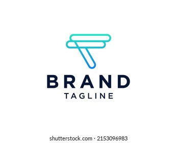 Blue Line Letter F Logo. Flat Vector Logo Design Template Element. Usable for Business and Branding Logos.
