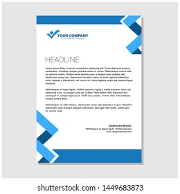 Blue line letterhead premium vector